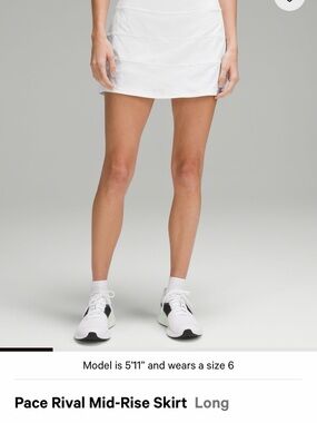 lululemon athletica White Pace Rival Mid-Rise Skirt 0598